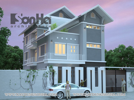 Thiet ke biet thu voi tone mau sang 1