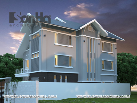 Thiet ke biet thu voi tone mau sang 3