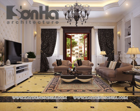 Phòng khách với rèm 01, phong khach voi rem 01