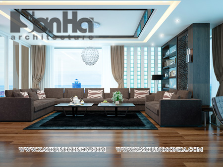 Phòng khách với rèm buông 02, phong khach voi rem buong 02