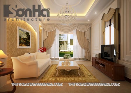 Phòng khách với rèm buông 03, phong khach voi rem buong 03