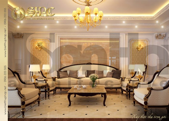 4 Mẫu nội thất phòng khách biệt thự pháp tại nam định sh btp 0016