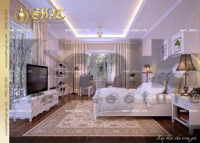 Thiết kế nội thất phòng ngủ biệt thự tân cổ điển tại Hà Nội được đánh giá cao của SHAC 
