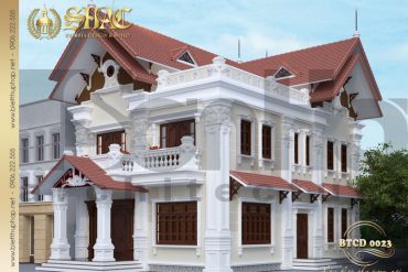 1 Thiết kế kiến trúc biệt thự tân cổ điển pháp tại hải phòng sh btcd 0023