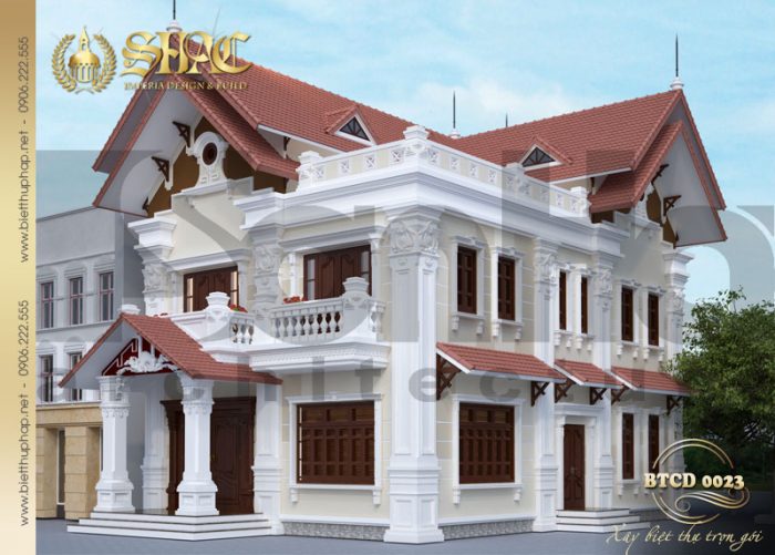 Biệt thự tân cổ điển pháp 2 kiến trúc đẹp với mặt bằng công năng khoa họa hợp lý 