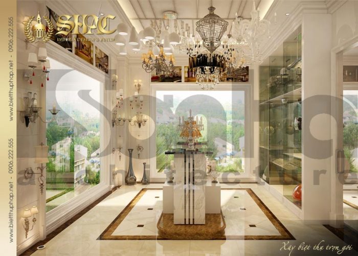Mẫu thiết kế nội thất showroom biệt thự phong cách pháp cổ điển tại Sài Gòn 