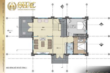 7 Mặt bằng công năng tầng 1 biệt thự tân cổ điển tại hải phòng sh btcd 0023
