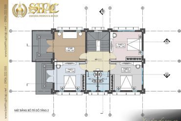 8 Mặt bằng công năng tầng 2 biệt thự tân cổ điển đẹp tại hải phòng sh btcd 0023