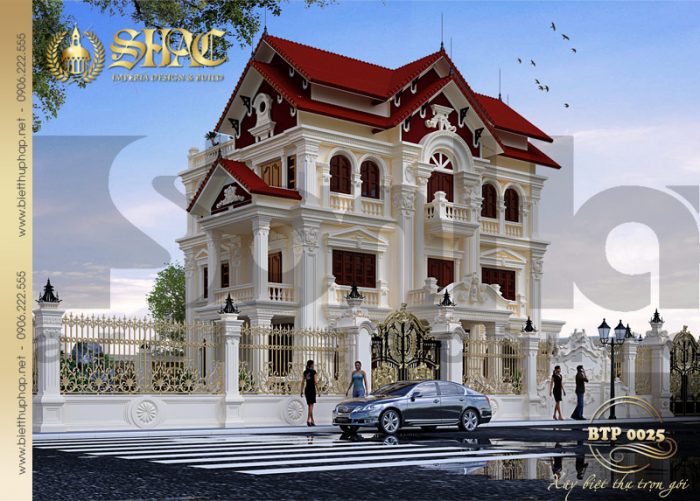 Mẫu thiết kế kiến trúc biệt thự 3 tầng đẹp kiểu pháp tại Quảng Ninh được đánh giá cao 