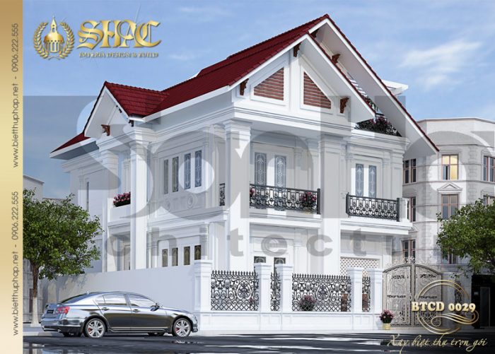 Các kiến trúc sư không sử dụng quá nhiều chi tiết, phào chỉ, hoa văn trang trí cầu kì, tinh xảo để làm nên chỉnh thế thống nhất. Ngôi nhà được cách tân sử dụng một cách đầy tinh tế và hoài niệm về một không gian sống thoải mái đẳng cấp nhất bằng việc phối hợp hài hòa những chi tiết kiến trúc, ngoại thất gờ, phào chỉ đắp ngoại thất đơn giản, tạo nên vẻ đẹp ngoại thất cuốn hút cho công trình. 