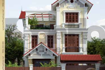 1 Thiết kế kiến trúc mặt tiền biệt thự tân cổ điển tại quảng ninh sh btcd 0034