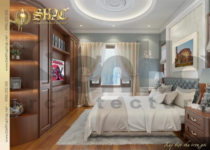 Thiết kế ấn tượng và được yêu thích của phòng ngủ ngôi biệt thự kiểu pháp đẹp 