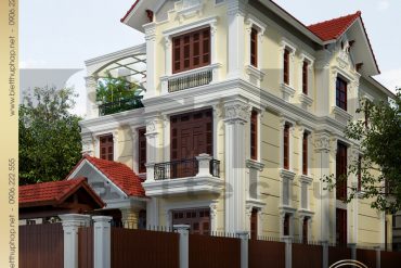 2 Mẫu kiến trúc biệt thự tân cổ điển pháp tại quảng ninh sh btcd 0034