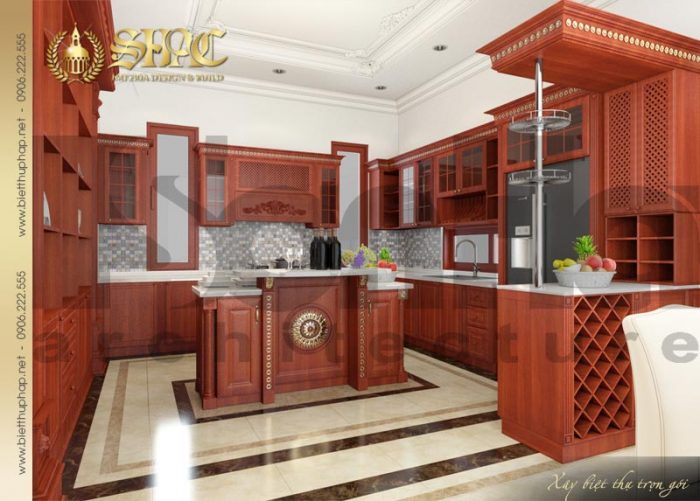 Góc thiết kế tinh tế và ấn tượng không gian bếp nấu của ngôi biệt thự kiểu pháp 
