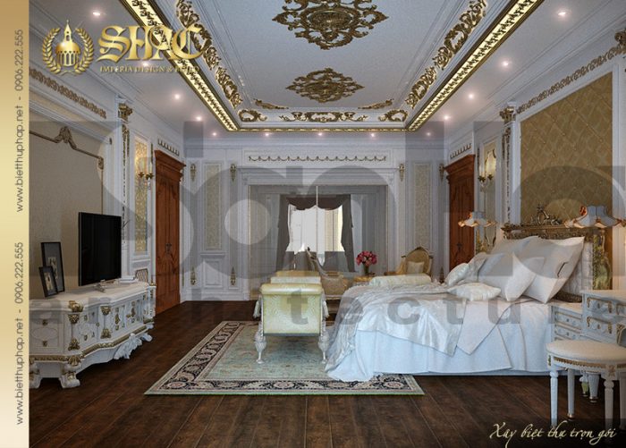 Ý tưởng thiết kế nội thất phòng ngủ vô cùng tinh xảo mà các KTS Sơn Hà mang đến cho ngôi biệt thự 3 tầng 