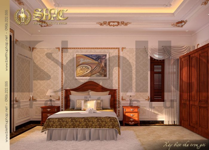 Phòng ngủ cổ điển tiện nghi có nội thất đẹp đậm chất pháp 