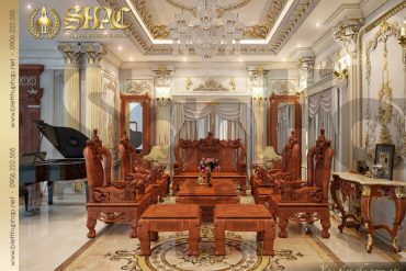 3 Thiết kế nội thất phòng khách biệt thự lâu đài tại Quảng Ninh SH BTLD 0029
