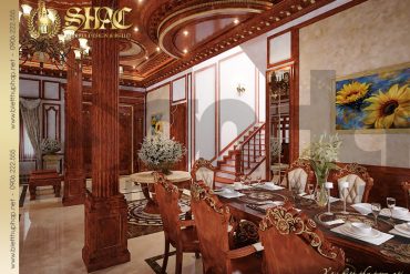 7 Thiết kế nội thất phòng bếp ăn biệt thự lâu đài diện tích 156m2 tại Hà Nội SH BTLD 0025