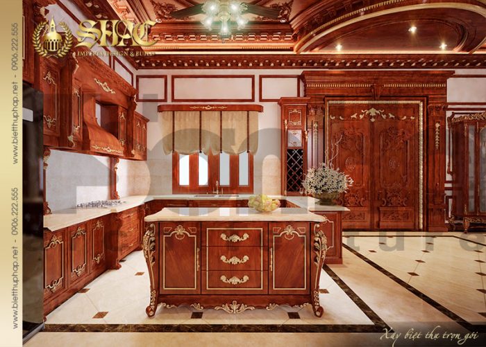 Phương án thiết kế nội thất phòng khách đậm chất cổ điển châu Âu 