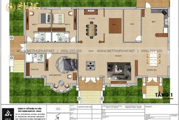3 Mặt bằng tầng 1 biệt thự mái thái kiểu tân cổ điển tại vĩnh long sh btcd 0059