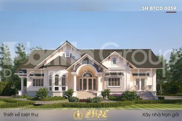 BÌA thiết kế biệt thự mái thái 1 tầng kiểu tân cổ điển tại vĩnh long sh btcd 0059