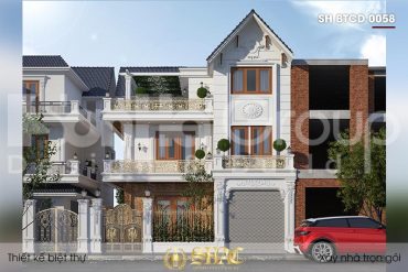 BÌA thiết kế biệt thự tân cổ điển 3 tầng mặt tiền 8,6m tại hải phòng sh btcd 0058