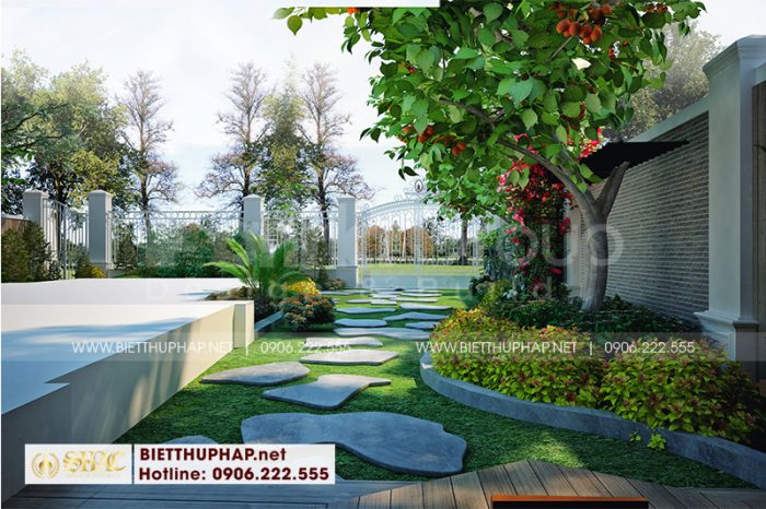 Chiêm ngưỡng tiểu cảnh sân vườn thiết kế nhỏ xinh của biệt thự 4 tầng cao cấp tại Quảng Ninh